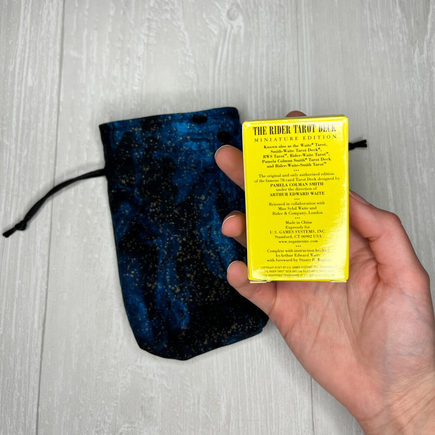 Miniature Rider-Waite® Tarot & Blue Celestial Drawstring Bag