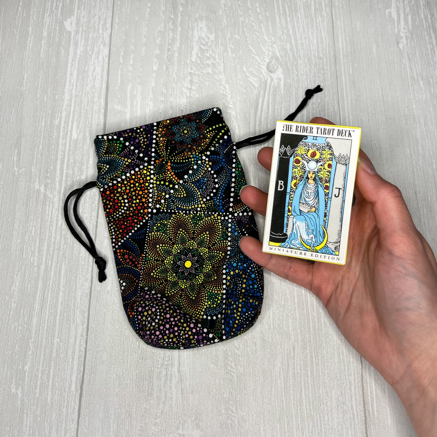 Miniature Rider-Waite® Tarot & Geometric Drawstring Bag