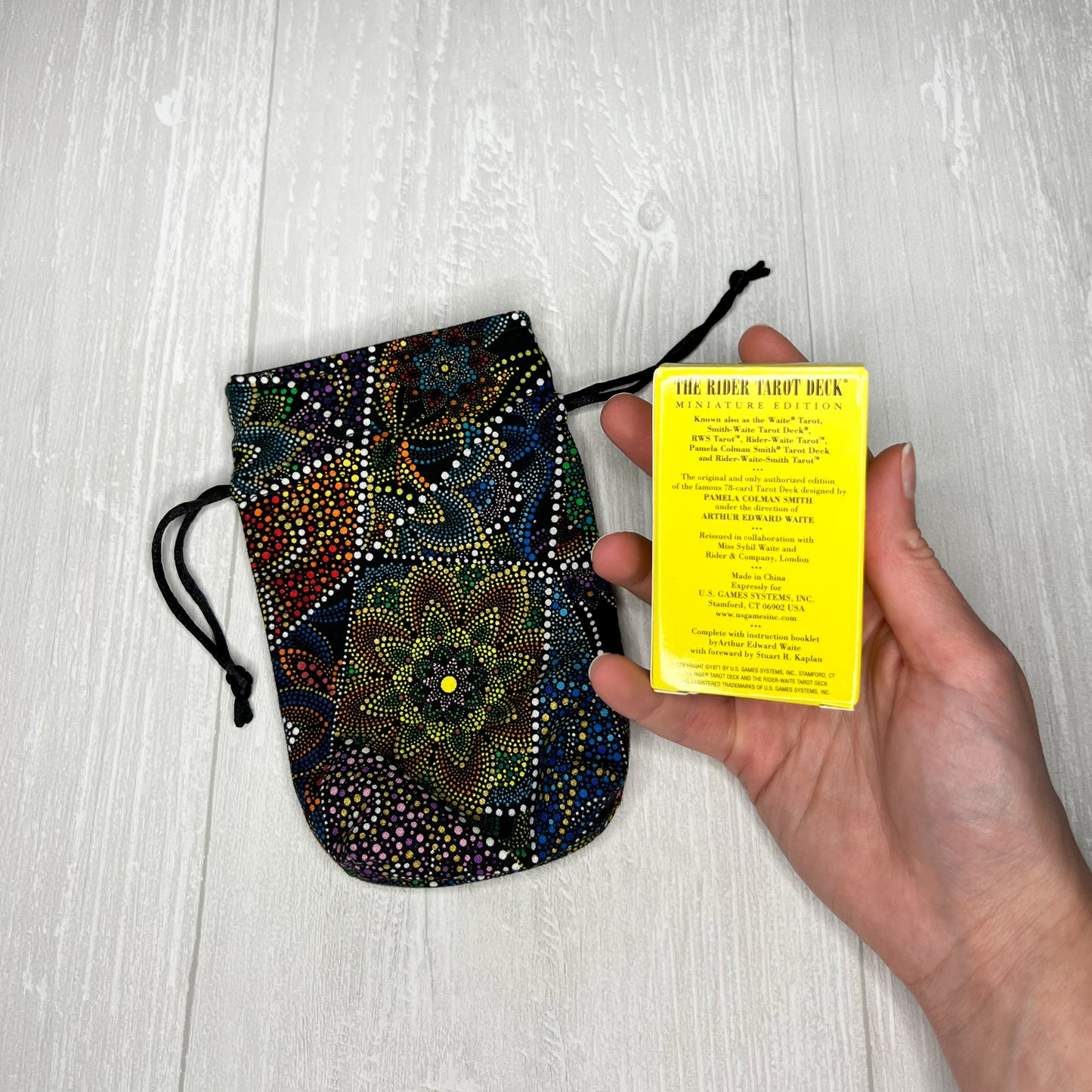 Miniature Rider-Waite® Tarot & Geometric Drawstring Bag