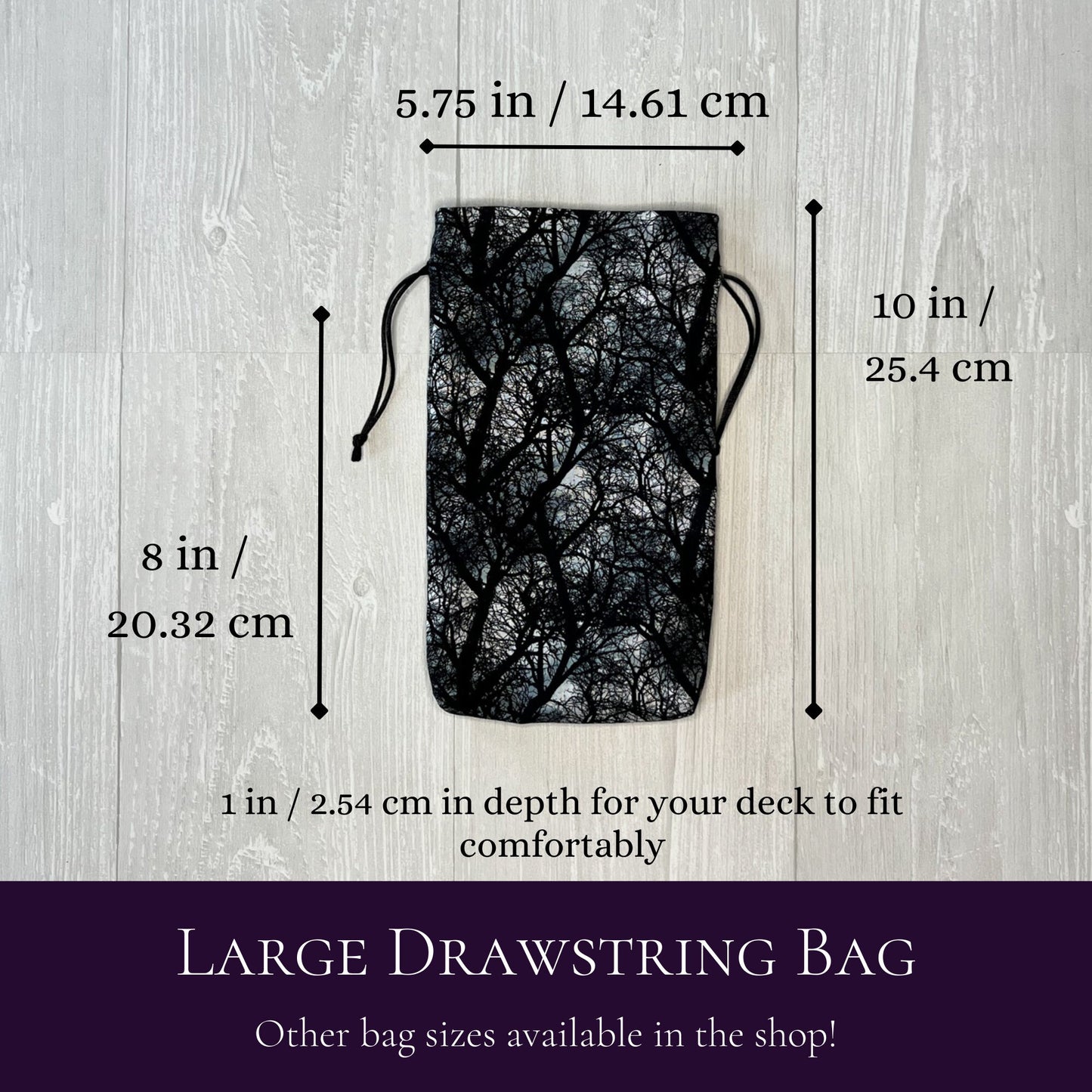 Forest Large Tarot Bag, Drawstring Pouch for Tarot & Oracle Deck, Divination Tools, Giant Tarot Deck, Witchcraft and Wiccan Gift Supplies