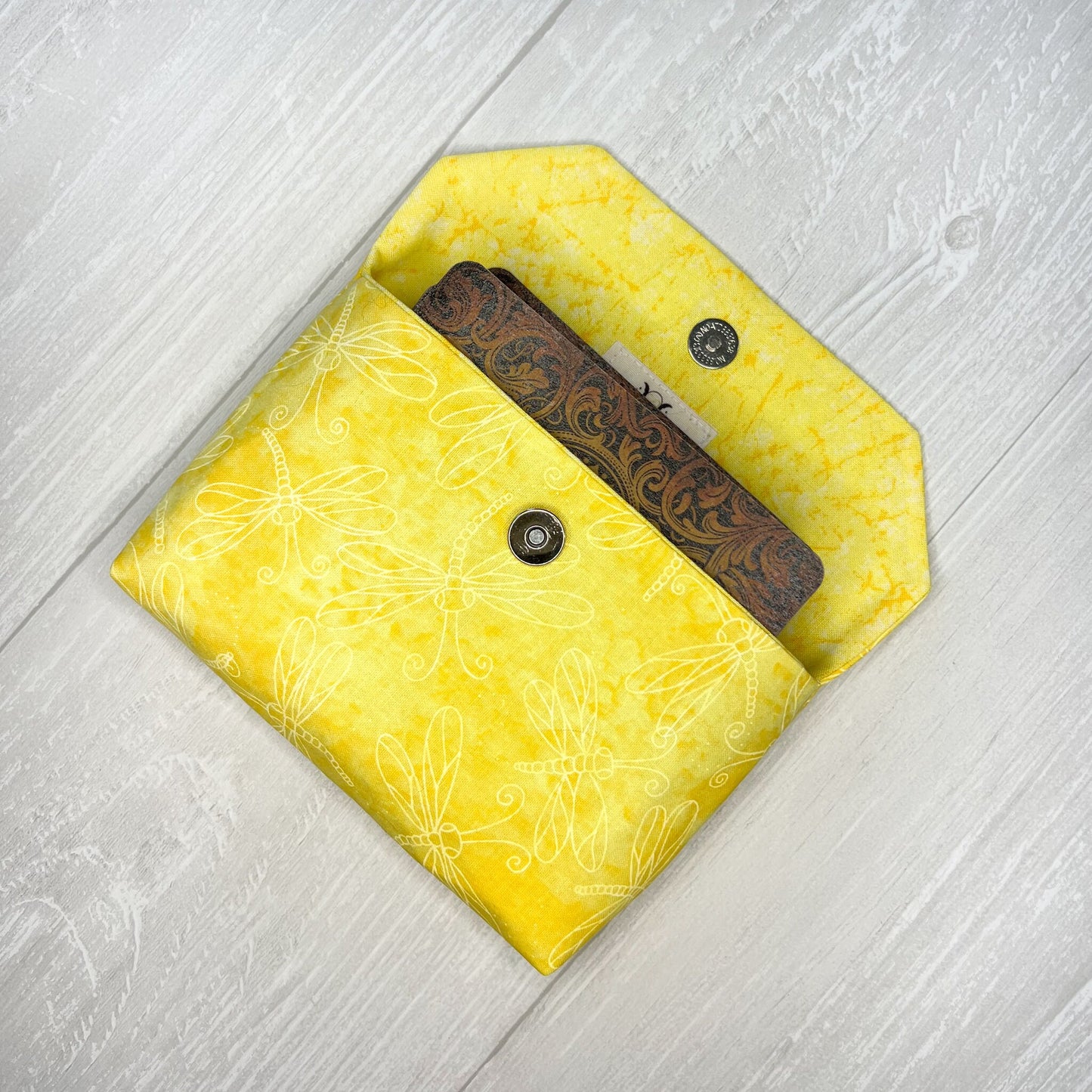 Yellow Dragonfly Tarot Pouch Clutch, Magnetic Clasp Pouch, Tarot Bag, Tarot Reading Supplies & Accessories, Tarot Card Storage Holder