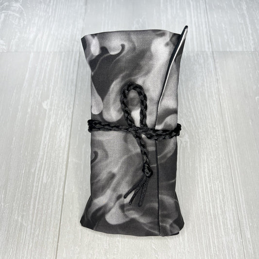 Gray & Black Tarot Wrap, Smoky Air Element Tarot Fold Over Pouch, Tarot Supplies and Accessories, Tarot Card Holder, Divination Tools