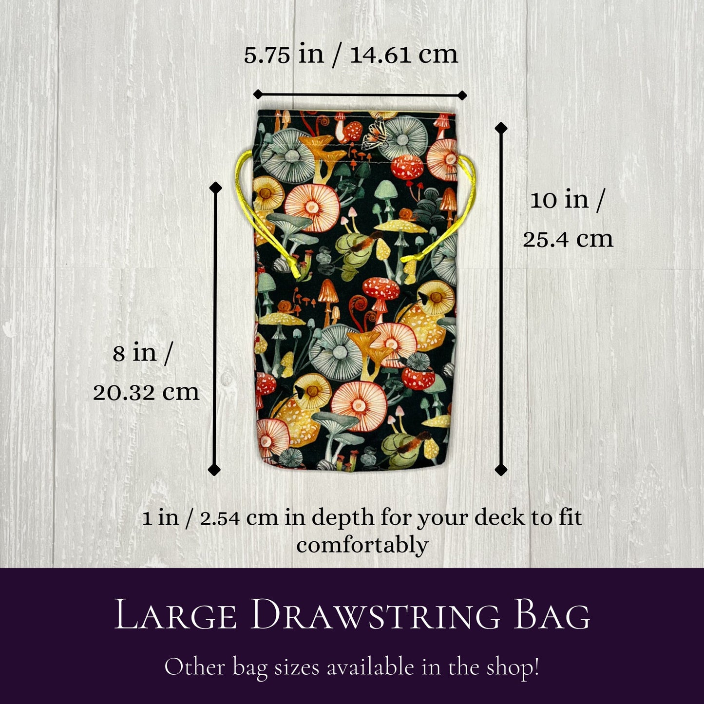 Large Mushroom Tarot Deck Bag, Oracle Card Drawstring Pouch, Deck Storage Holder, Pagan Witchcraft Divination Tools Gifts & Supplies