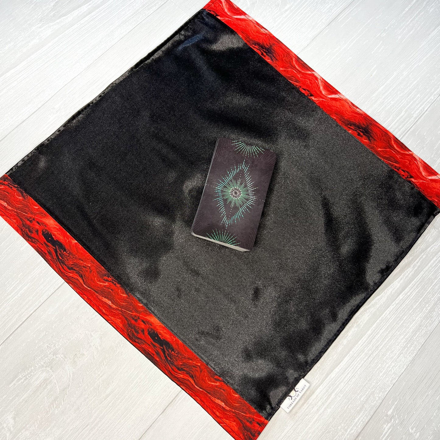 Black Altar Cloth with Red Border Detail, Ritual Cloth, Rune Casting, Tarot Reading Cloth & Supplies, Witchy Gift Supplies, Divination Tools