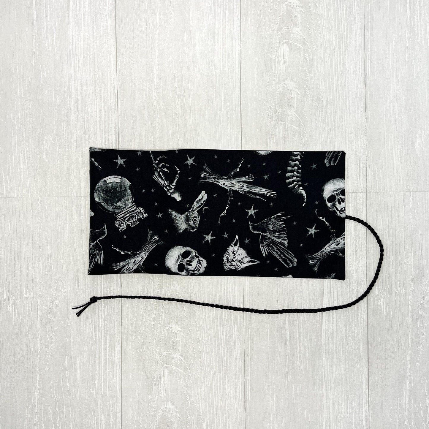 Witchy Tarot Wrap Pouch, Black Tarot Fold Over Pouch, Tarot Supplies & Accessories, Tarot Card Holder, Divination Tools, Tarot Reader Gift