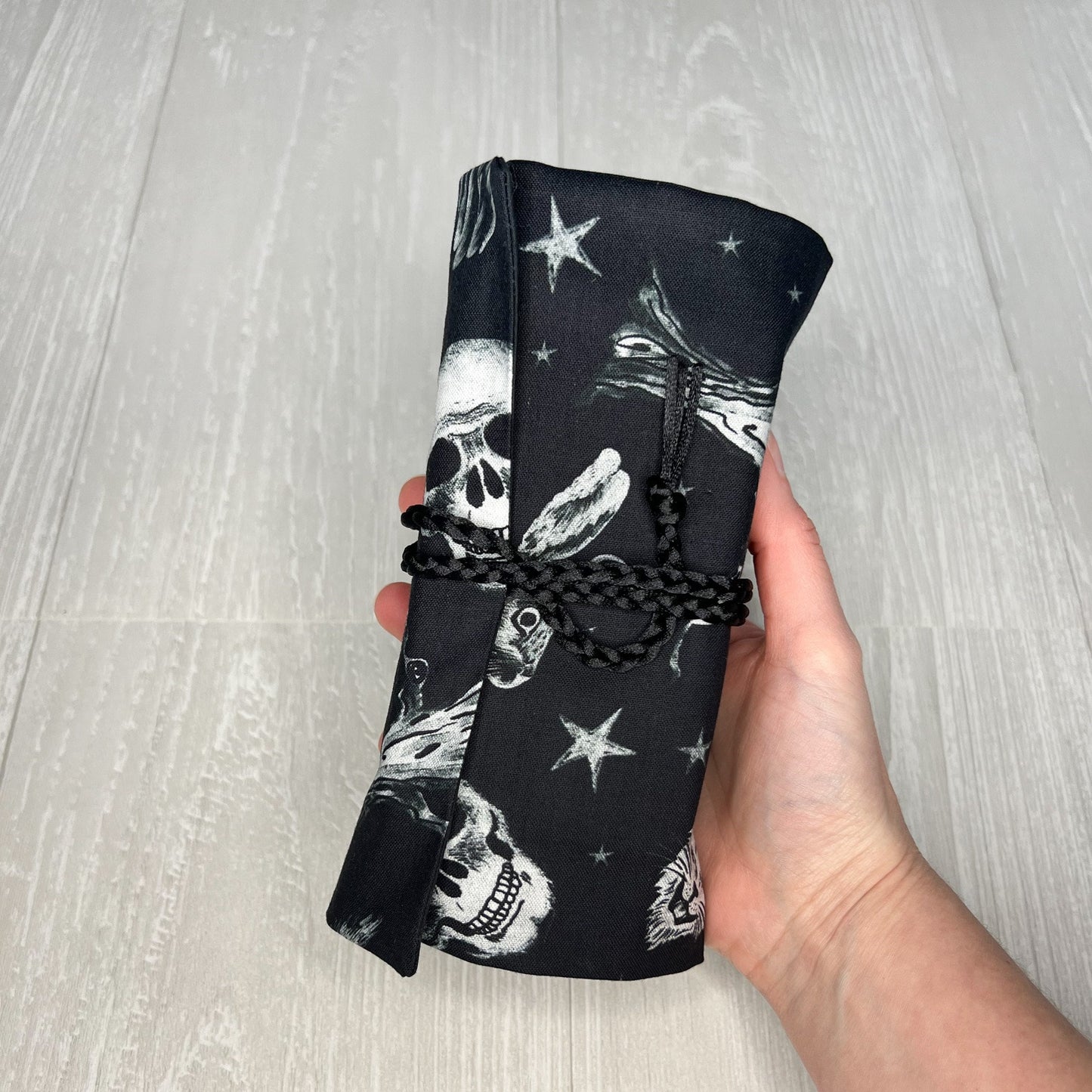 Witchy Tarot Wrap Pouch, Black Tarot Fold Over Pouch, Tarot Supplies & Accessories, Tarot Card Holder, Divination Tools, Tarot Reader Gift