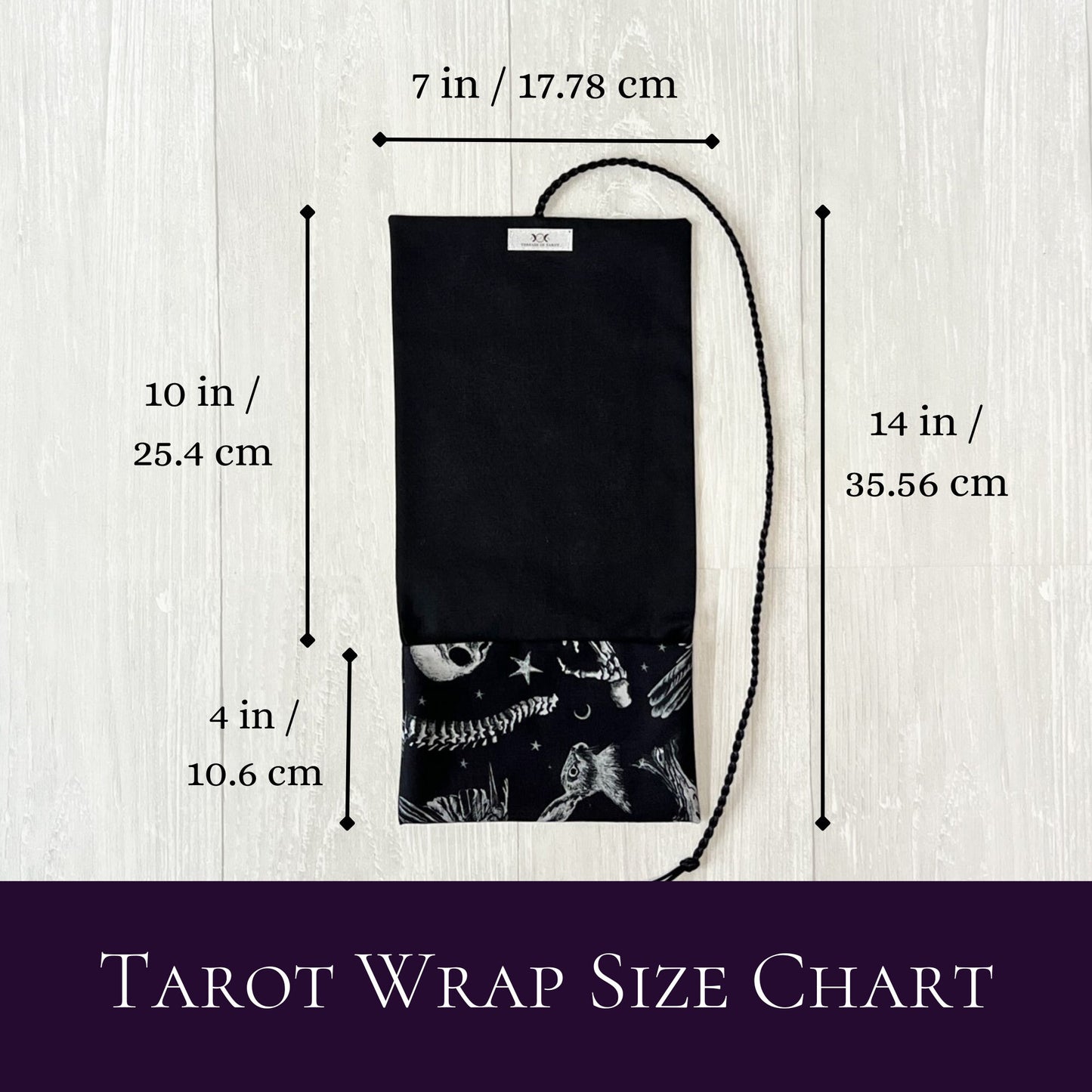 Witchy Tarot Wrap Pouch, Black Tarot Fold Over Pouch, Tarot Supplies & Accessories, Tarot Card Holder, Divination Tools, Tarot Reader Gift