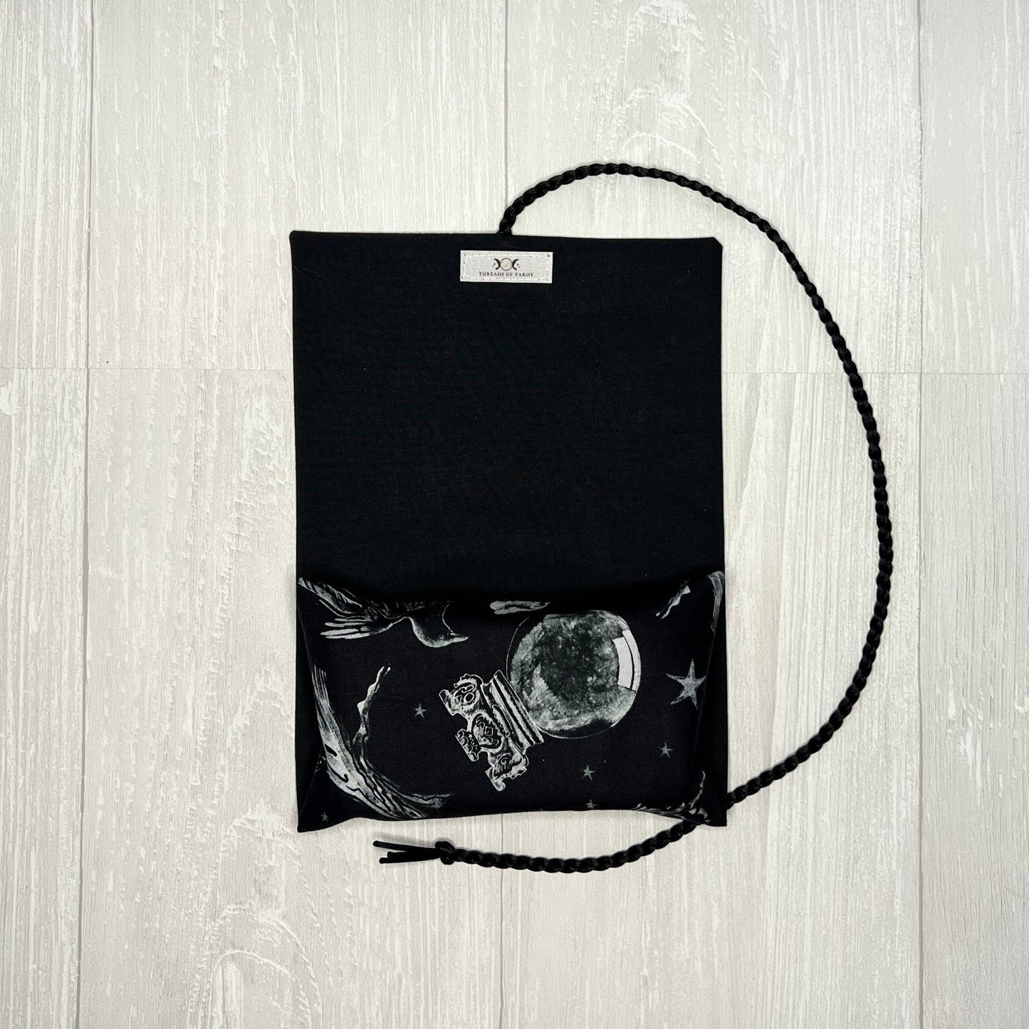 Witchy Tarot Wrap Pouch, Black Tarot Fold Over Pouch, Tarot Supplies & Accessories, Tarot Card Holder, Divination Tools, Tarot Reader Gift