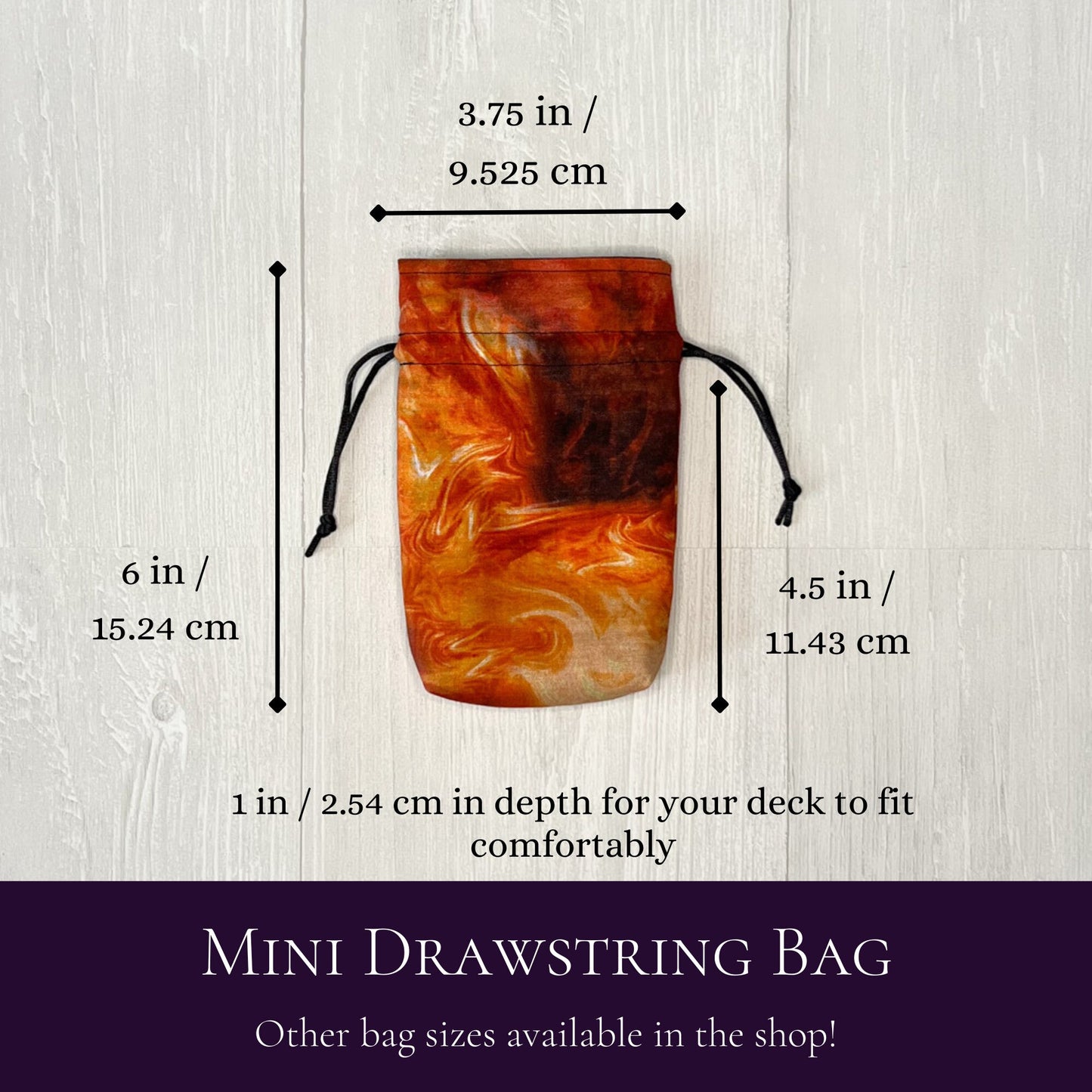 Mini Orange Fiery Tarot Deck Bag, Drawstring Pouch, Pocket Tarot, Dice Rune Crystal Bag, Witchcraft & Wiccan Supplies Gift, Divination Tools