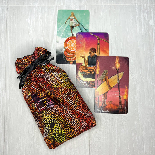 Red Geometric Tarot Bag, Lined Drawstring Pouch, Tarot Deck Storage Holder, Pagan Witchcraft Wiccan Divination Tools Gifts & Supplies