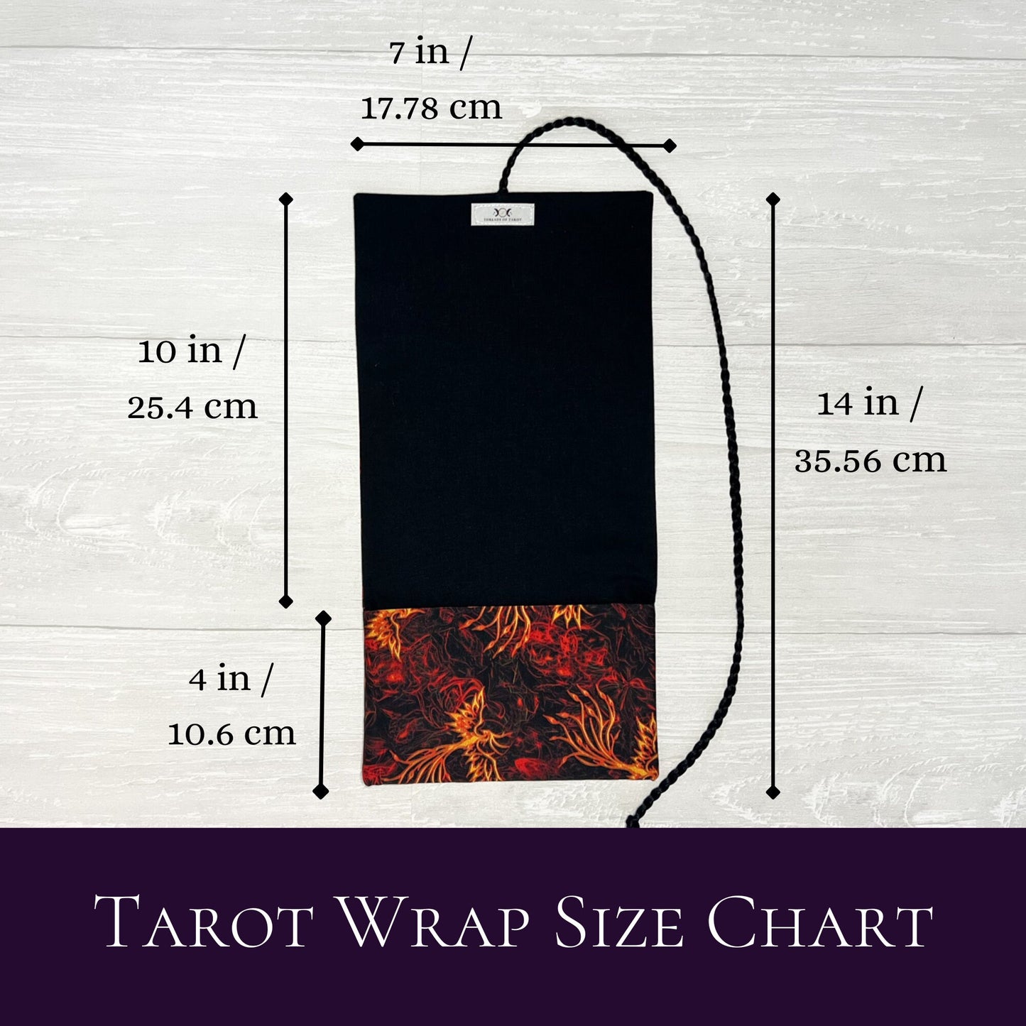 Phoenix Tarot Wrap, Red Flame Tarot Fold Over Pouch, Tarot Supplies & Accessories, Tarot Card Holder, Divination Tools, Tarot Reader Gift