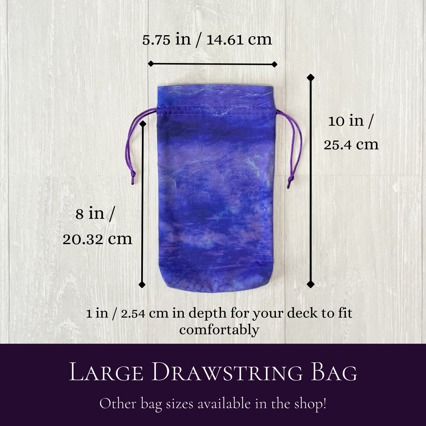 Large Blue & Purple Tarot Deck Bag, Oracle Card Drawstring Pouch, Deck Storage Holder, Pagan Witchcraft Divination Tools Gifts and Supplies