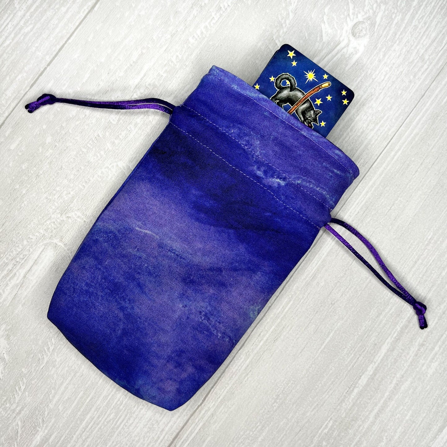 Mini Blue & Purple Tarot Deck Bag, Drawstring Pouch, Pocket Tarot, Dice Rune Crystal Bag, Witchcraft Wiccan Supplies Gift, Divination Tools