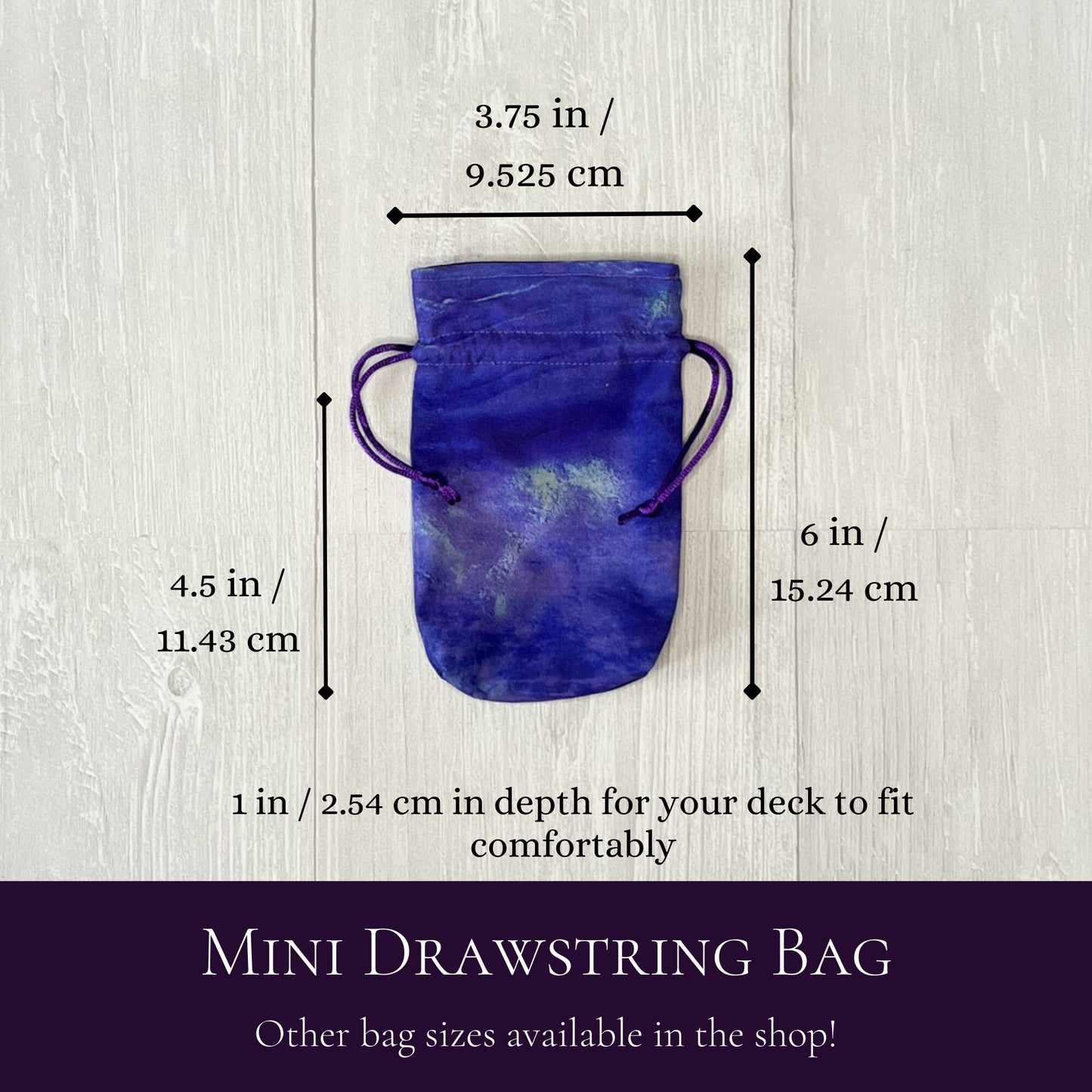 Mini Blue & Purple Tarot Deck Bag, Drawstring Pouch, Pocket Tarot, Dice Rune Crystal Bag, Witchcraft Wiccan Supplies Gift, Divination Tools