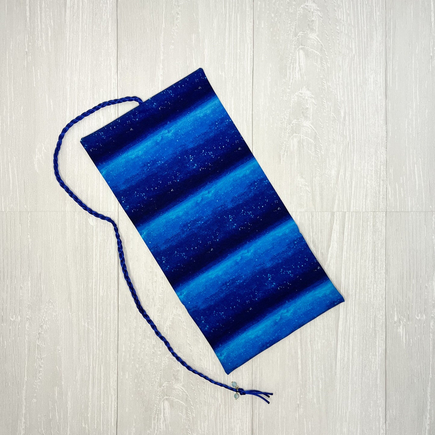 Blue Tarot Wrap w/ Charm Beads, Tarot Fold Over Pouch, Tarot Supplies & Accessories, Tarot Card Holder, Divination Tools, Tarot Reader Gift