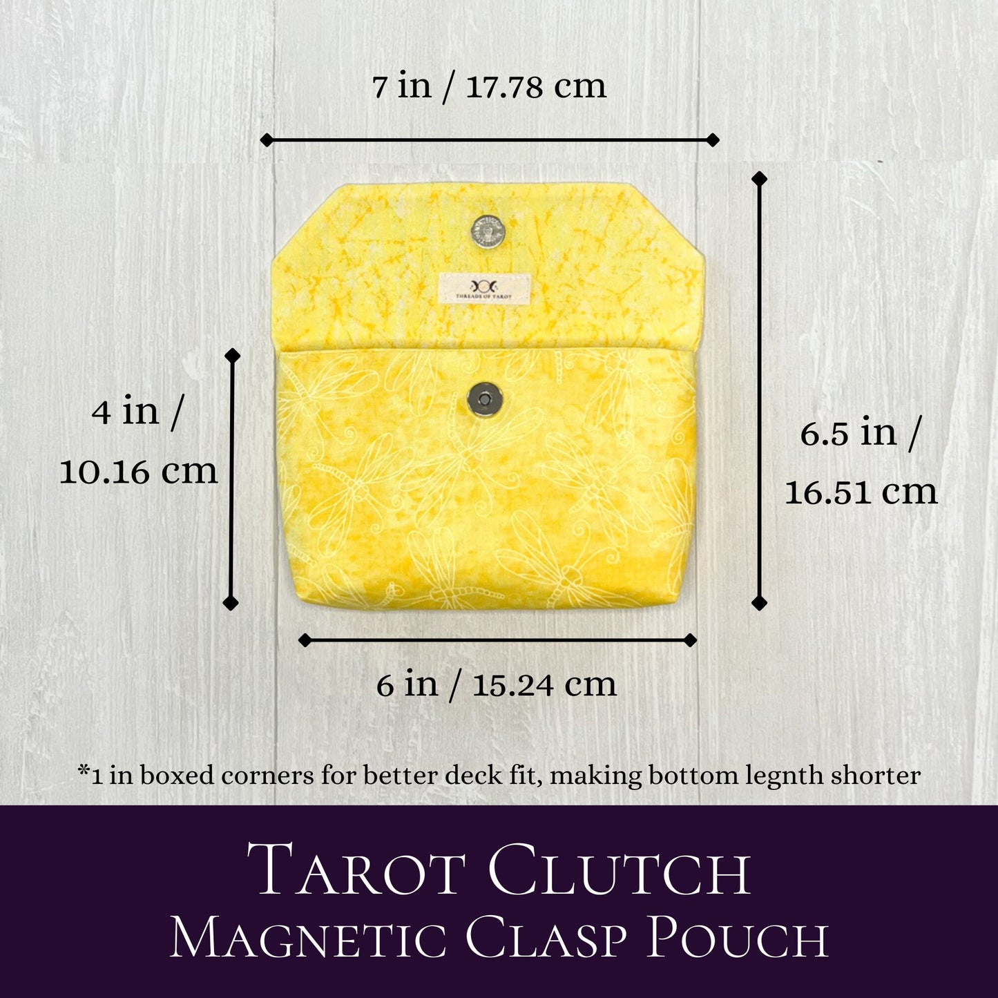 Yellow Dragonfly Tarot Pouch Clutch, Magnetic Clasp Pouch, Tarot Bag, Tarot Reading Supplies & Accessories, Tarot Card Storage Holder