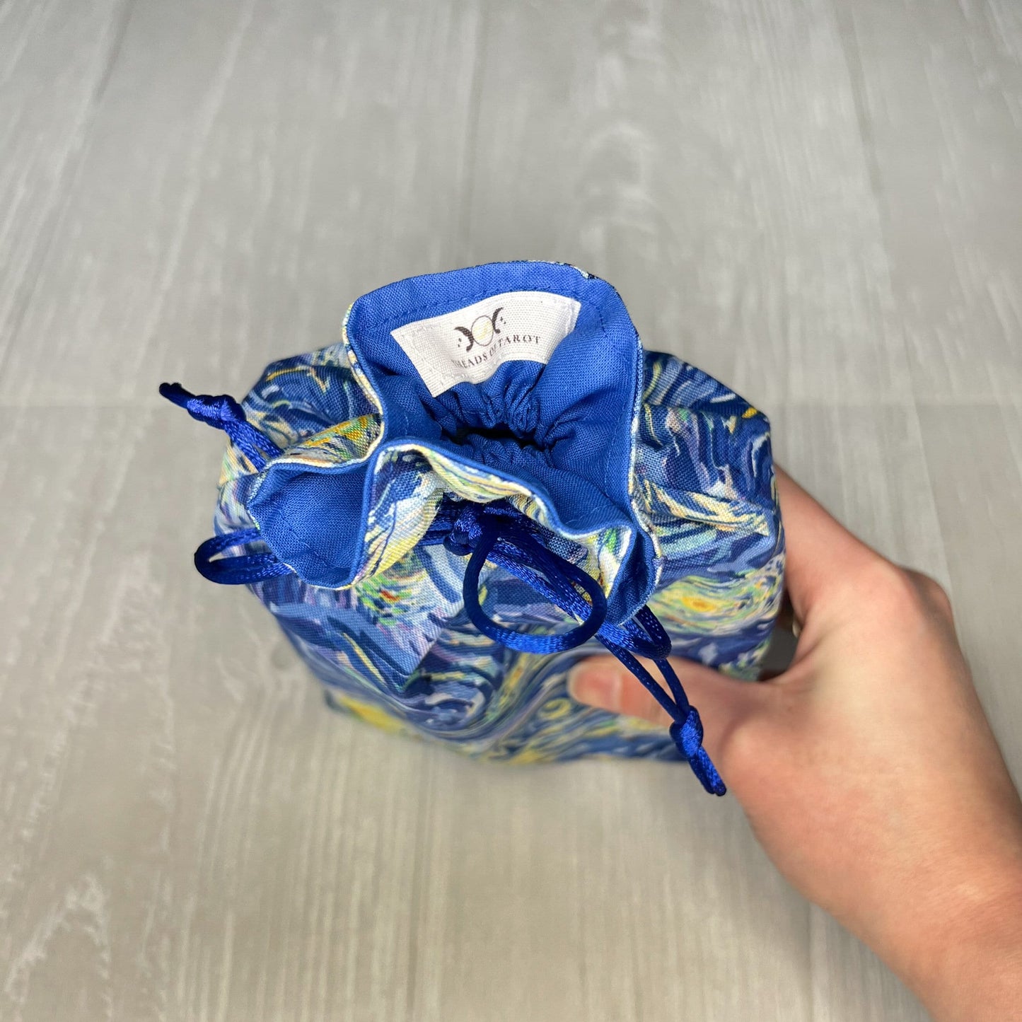Large Starry Night Tarot Deck Bag, Blue Oracle Card Drawstring Pouch, Deck Storage Holder, Pagan Witchcraft Divination Tool Gifts & Supplies