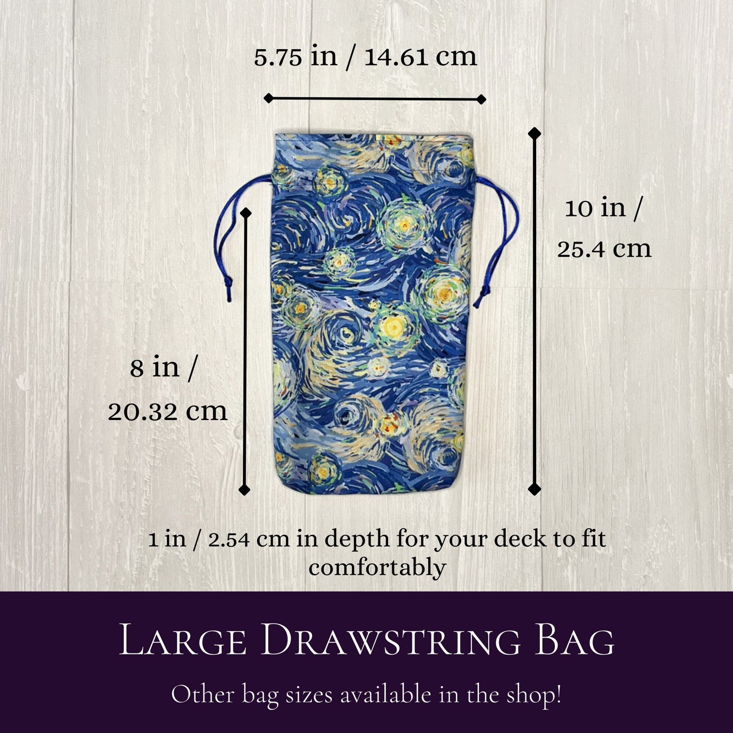 Large Starry Night Tarot Deck Bag, Blue Oracle Card Drawstring Pouch, Deck Storage Holder, Pagan Witchcraft Divination Tool Gifts & Supplies