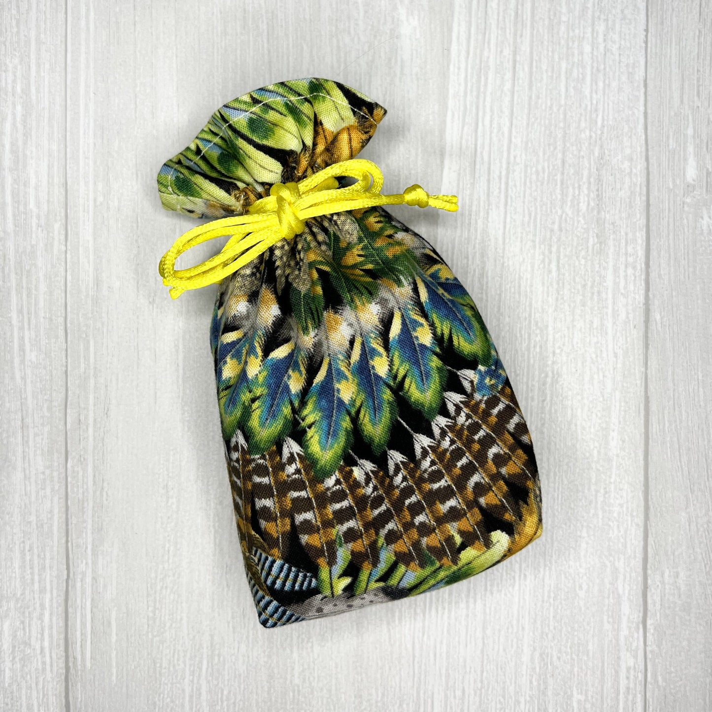 Mini Feather Tarot Deck Bag, Drawstring Pouch, Pocket Tarot, Dice Rune Crystal Bag, Witchcraft & Wiccan Supplies Gift, Divination Tools