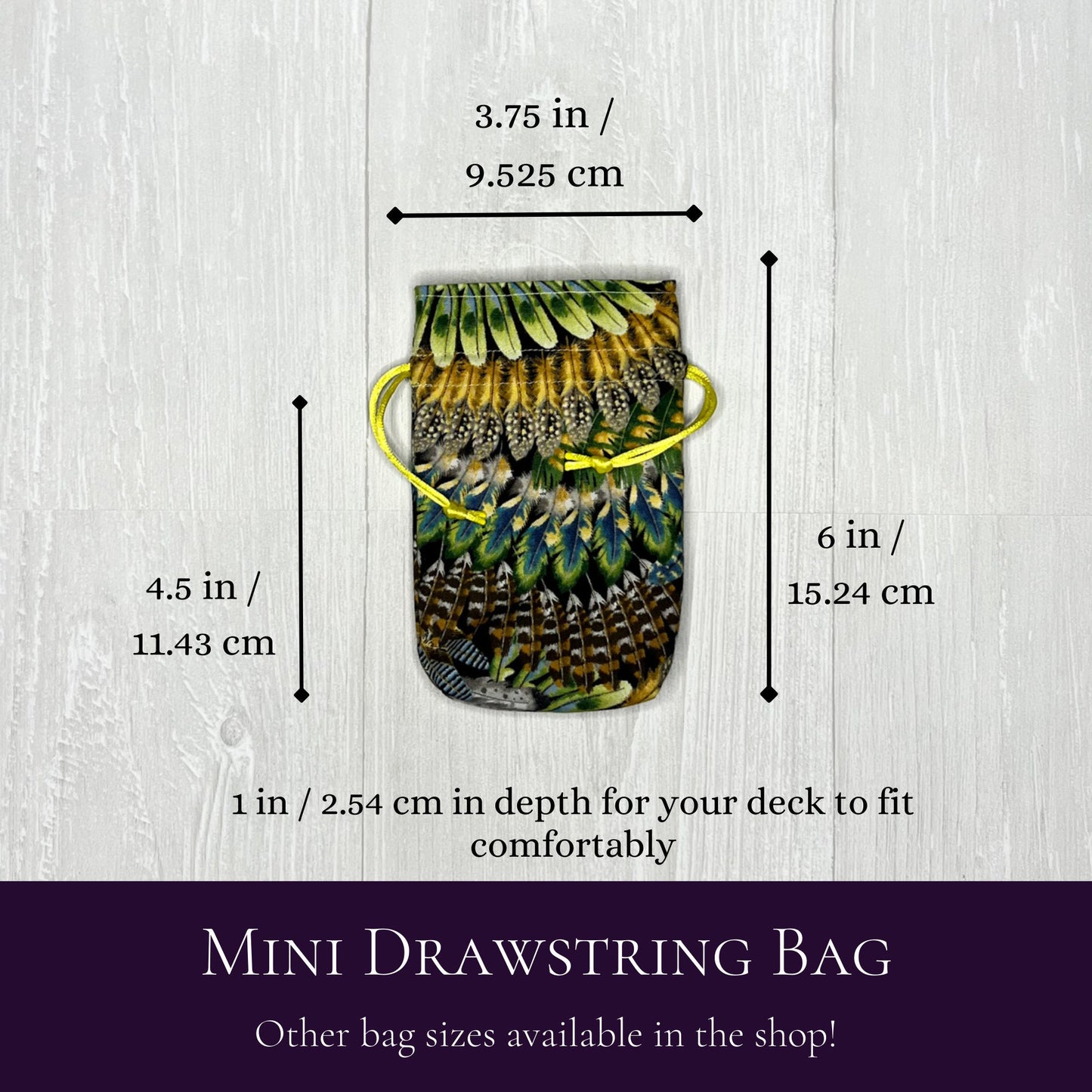 Mini Feather Tarot Deck Bag, Drawstring Pouch, Pocket Tarot, Dice Rune Crystal Bag, Witchcraft & Wiccan Supplies Gift, Divination Tools