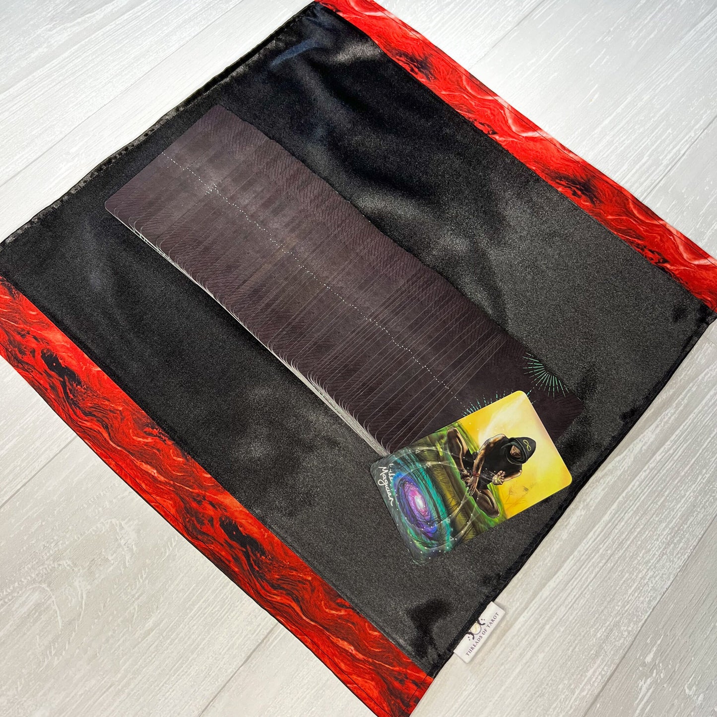 Black Altar Cloth with Red Border Detail, Ritual Cloth, Rune Casting, Tarot Reading Cloth & Supplies, Witchy Gift Supplies, Divination Tools