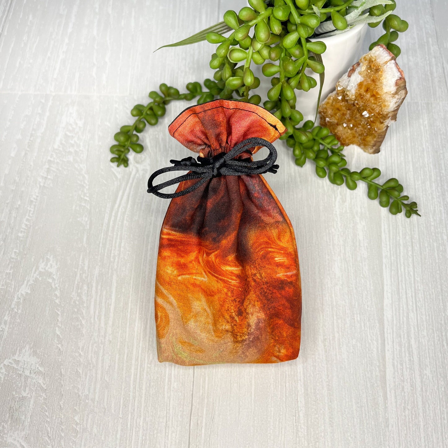 Mini Orange Fiery Tarot Deck Bag, Drawstring Pouch, Pocket Tarot, Dice Rune Crystal Bag, Witchcraft & Wiccan Supplies Gift, Divination Tools