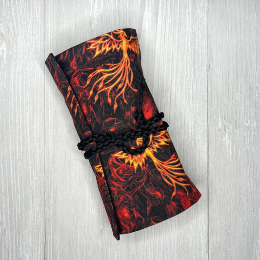 Phoenix Tarot Wrap, Red Flame Tarot Fold Over Pouch, Tarot Supplies & Accessories, Tarot Card Holder, Divination Tools, Tarot Reader Gift