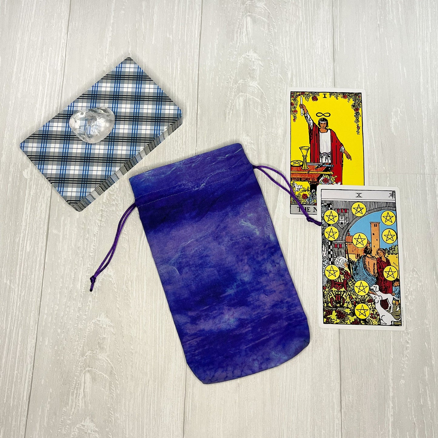 Large Blue & Purple Tarot Deck Bag, Oracle Card Drawstring Pouch, Deck Storage Holder, Pagan Witchcraft Divination Tools Gifts and Supplies