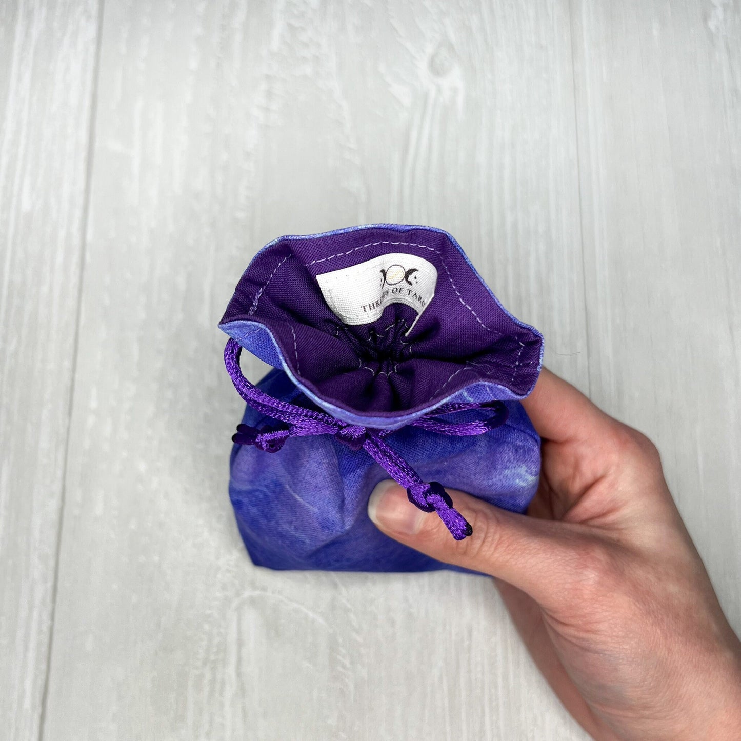Mini Blue & Purple Tarot Deck Bag, Drawstring Pouch, Pocket Tarot, Dice Rune Crystal Bag, Witchcraft Wiccan Supplies Gift, Divination Tools