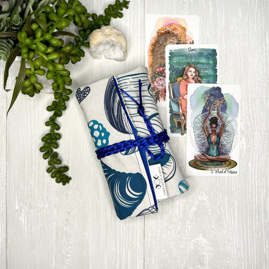 Seashell Tarot Wrap, Tarot Deck Storage Cloth, Tarot Card Holder, Pagan Witchcraft Wiccan Divination Tools & Supplies, Tarot Accessories