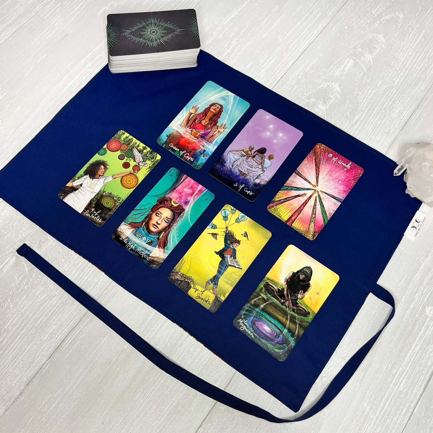 Owl Tarot Wrap, Blue Tarot Deck Storage Cloth, Oracle Deck Holder, Pagan Witchcraft Wiccan Divination Supplies, Tarot Accessories