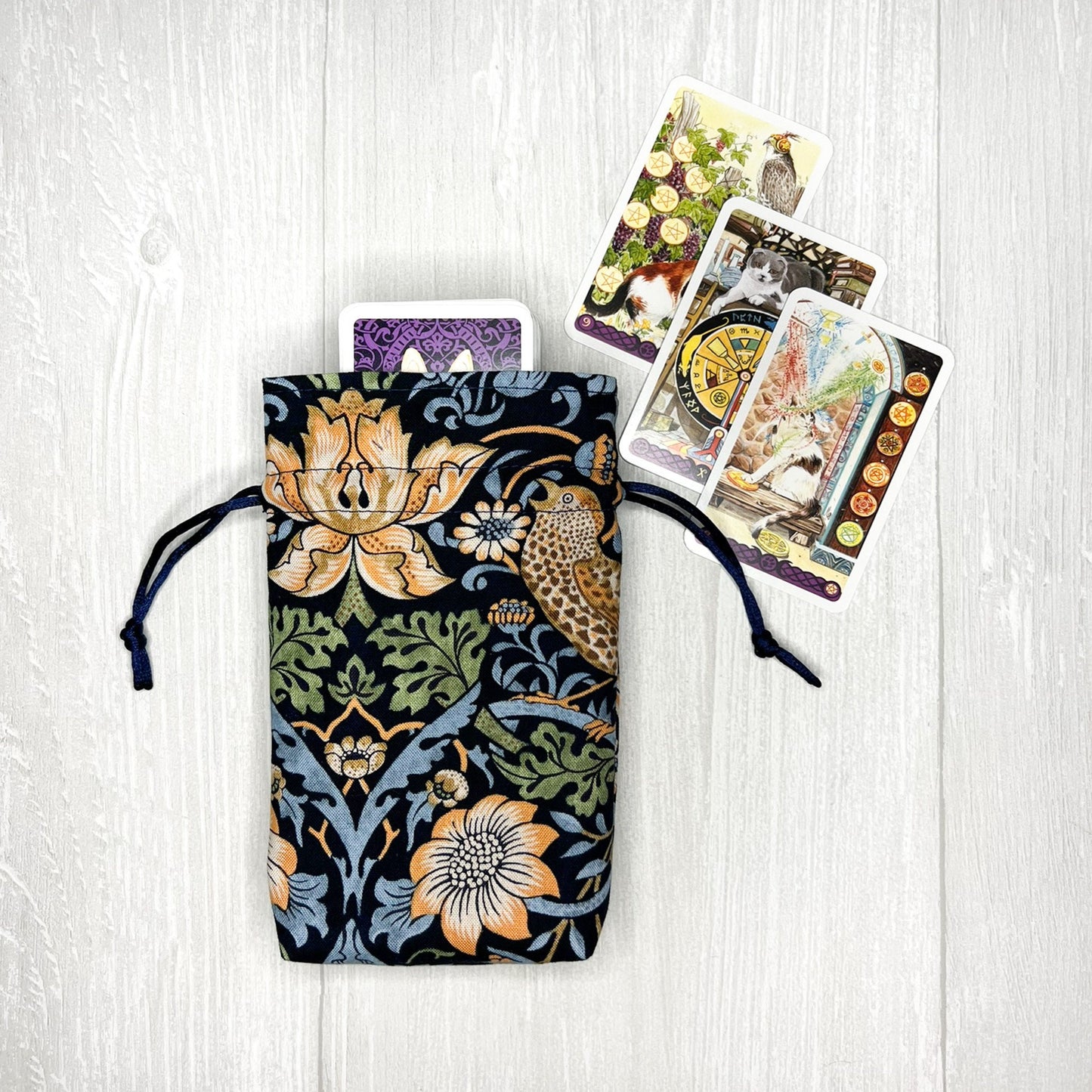 Mini Floral Tarot Deck Bag, Drawstring Pouch, Pocket Tarot, Dice Rune Crystal Bag, Witchcraft & Wiccan Supplies Gift, Divination Tools