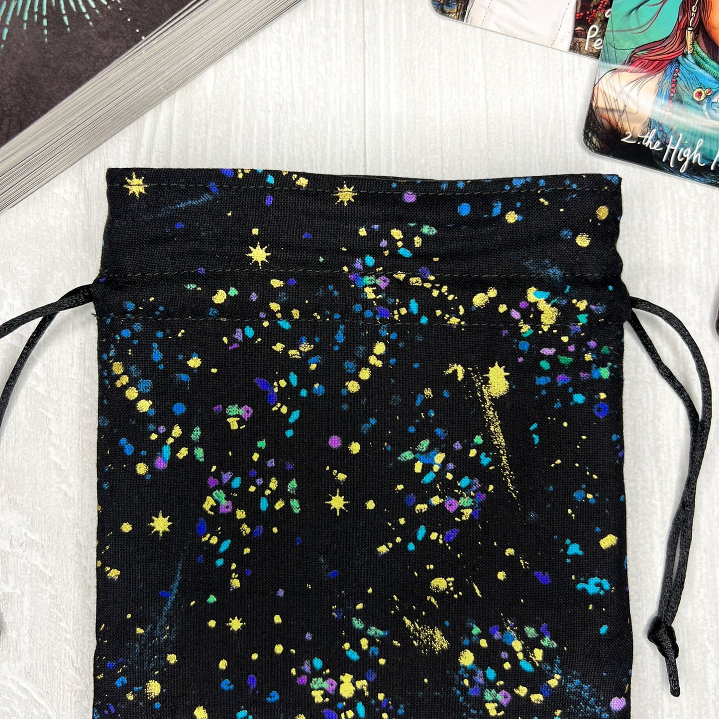 Metallic Specks Tarot Bag, Drawstring Pouch, Tarot Deck Storage Holder, Witchcraft Divination Gifts & Supplies, Oracle Deck Pouch