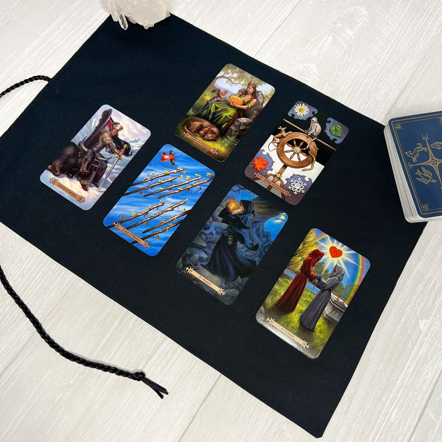 Witchy Tarot Wrap, Black & Gold Tarot Deck Storage Cloth, Tarot Card Holder, Pagan Witchcraft Wiccan Divination Supplies, Tarot Accessories