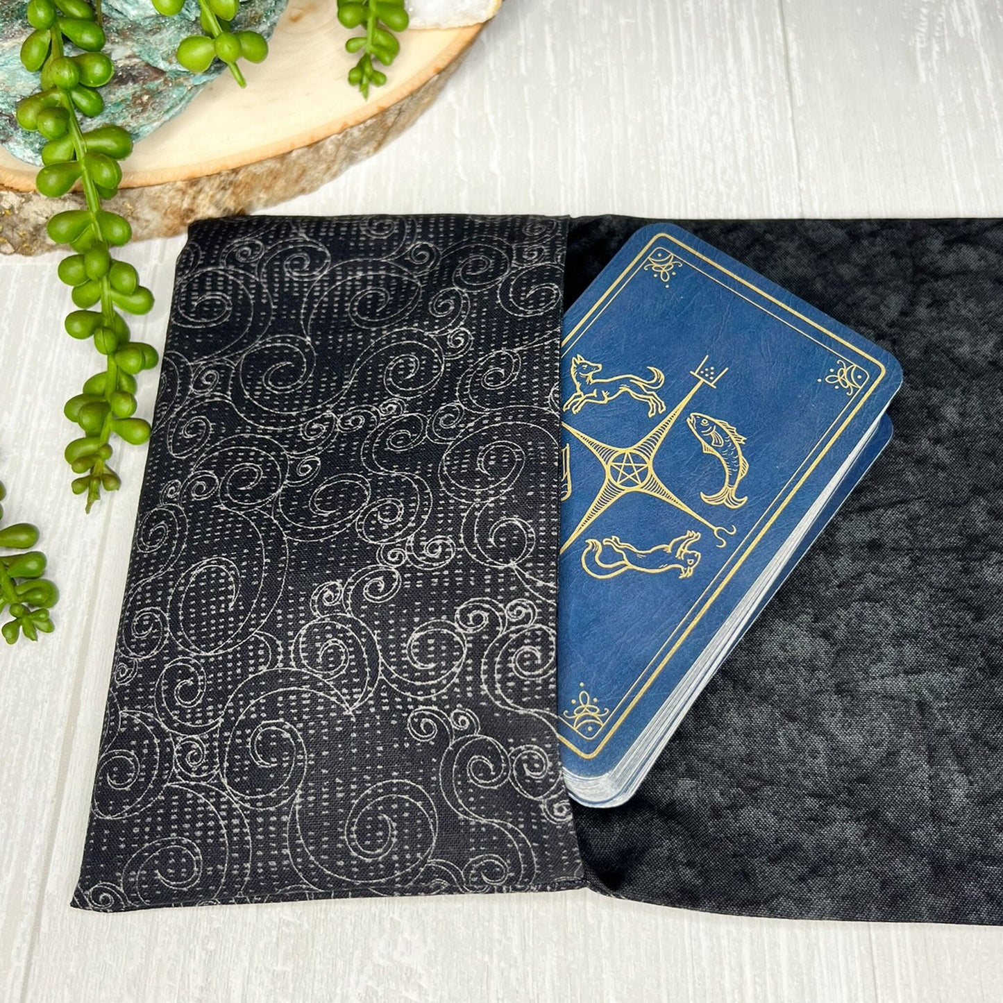 Gray Tarot Wrap Pouch, Tarot Fold Over Pouch, Tarot Supplies and Accessories, Tarot Card Holder, Divination Pagan Witch Tarot Reader Gift