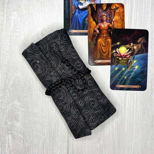 Gray Tarot Wrap Pouch, Tarot Fold Over Pouch, Tarot Supplies and Accessories, Tarot Card Holder, Divination Pagan Witch Tarot Reader Gift