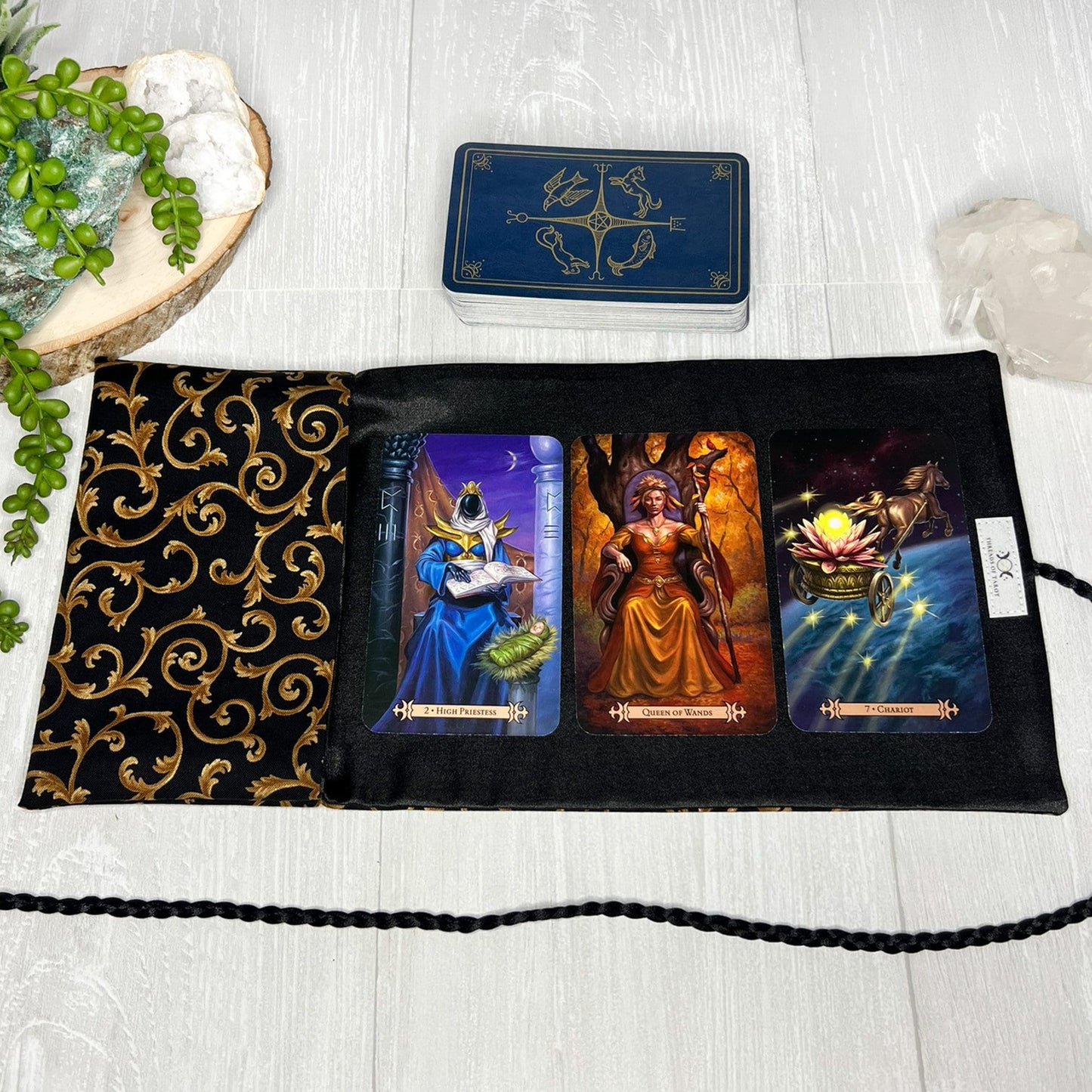 Brown Swirl Tarot Wrap Pouch, Tarot Fold Over Pouch, Tarot Supplies & Accessories, Tarot Card Holder, Divination Witch Tarot Reader Gift