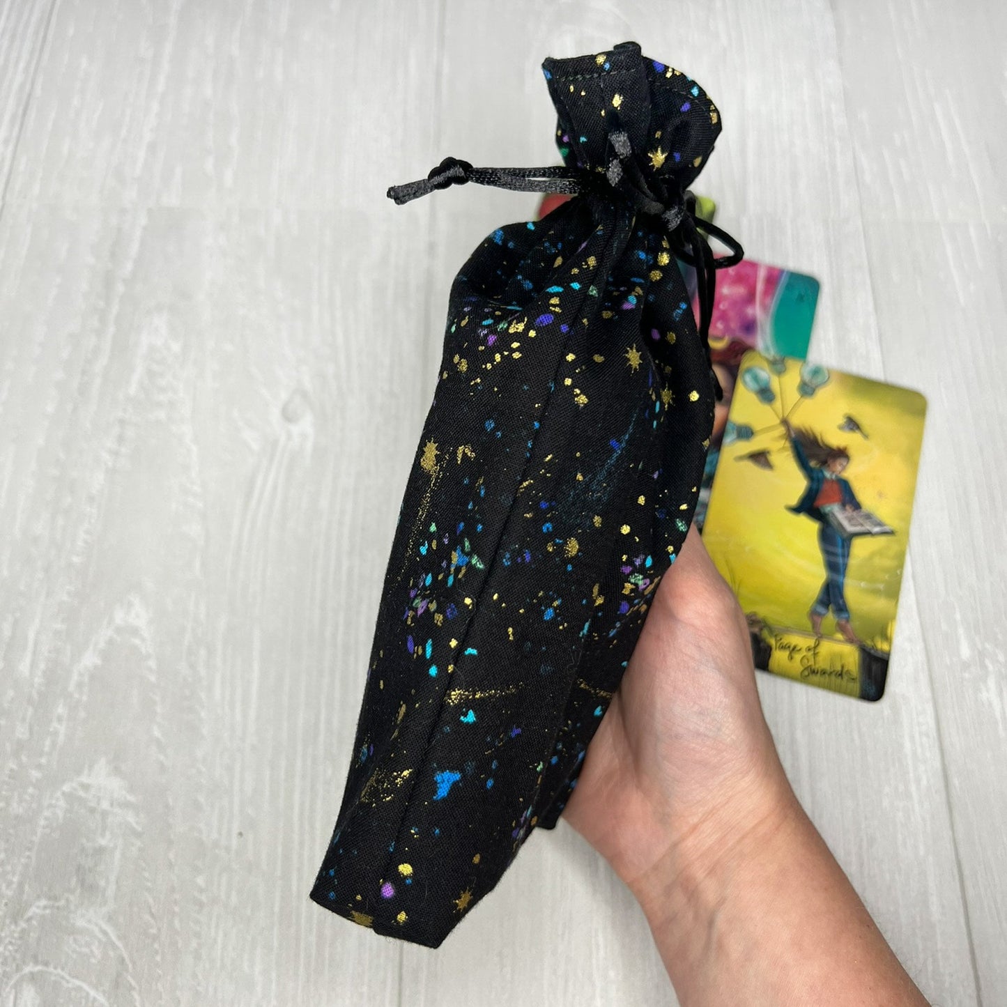 Metallic Specks Tarot Bag, Drawstring Pouch, Tarot Deck Storage Holder, Witchcraft Divination Gifts & Supplies, Oracle Deck Pouch