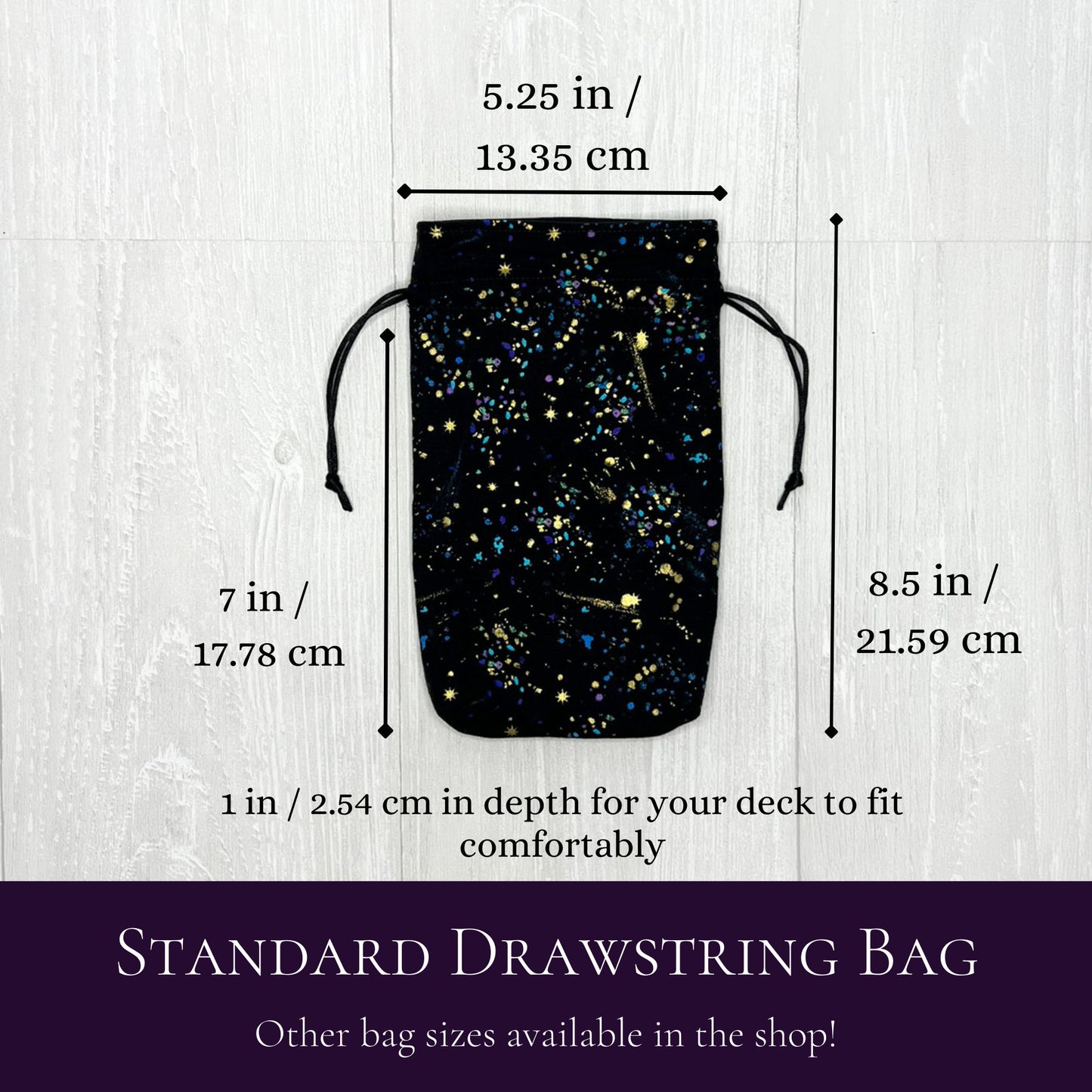 Metallic Specks Tarot Bag, Drawstring Pouch, Tarot Deck Storage Holder, Witchcraft Divination Gifts & Supplies, Oracle Deck Pouch