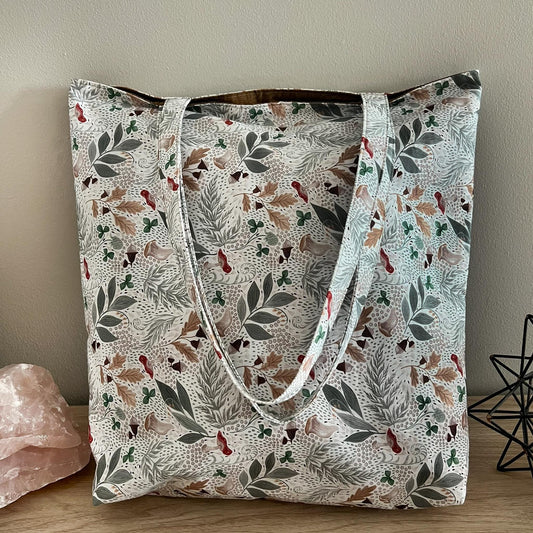 Mushroom Foliage Tote Bag, Shoulder Bag, Witchy Tarot Tote Bag, Overnight Tote Bag, Cottagecore Witch Bag