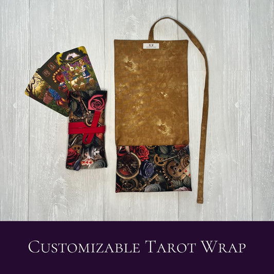 Customizable Wonderland Tarot Wrap Pouch, Alice's Adventures in Wonderland Tarot Bag, Cat White Rabbit Tarot Deck Wrap