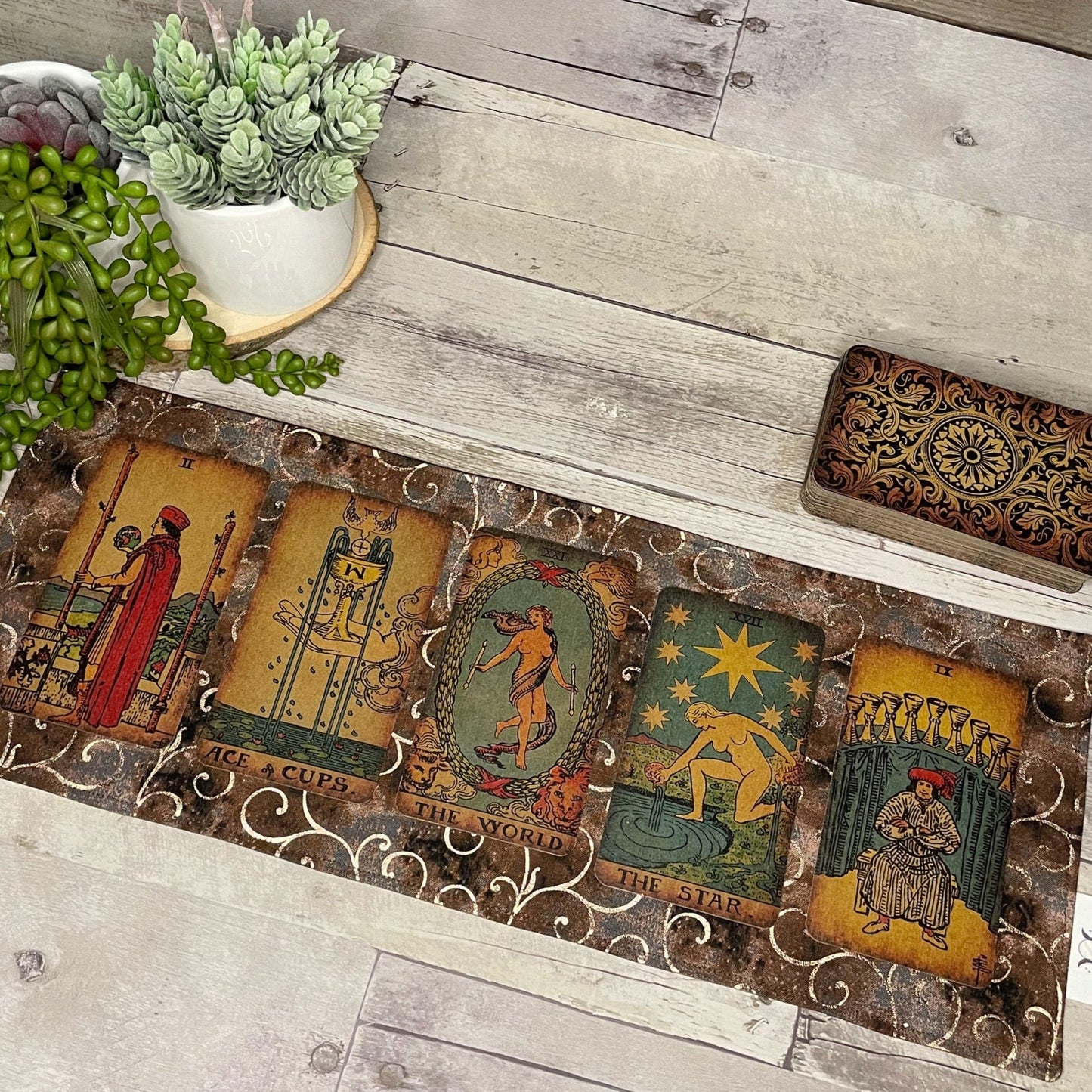 Brown & Rose Gold Tarot Cloth