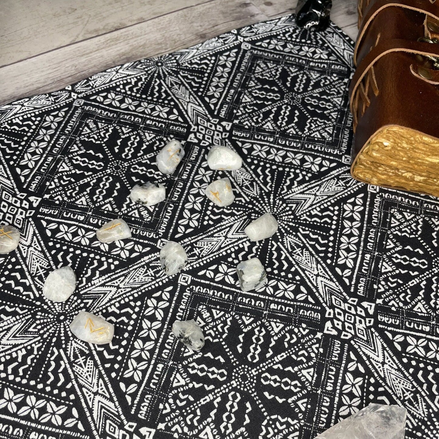 Black & White Geometric Diamond Tarot Altar Cloth