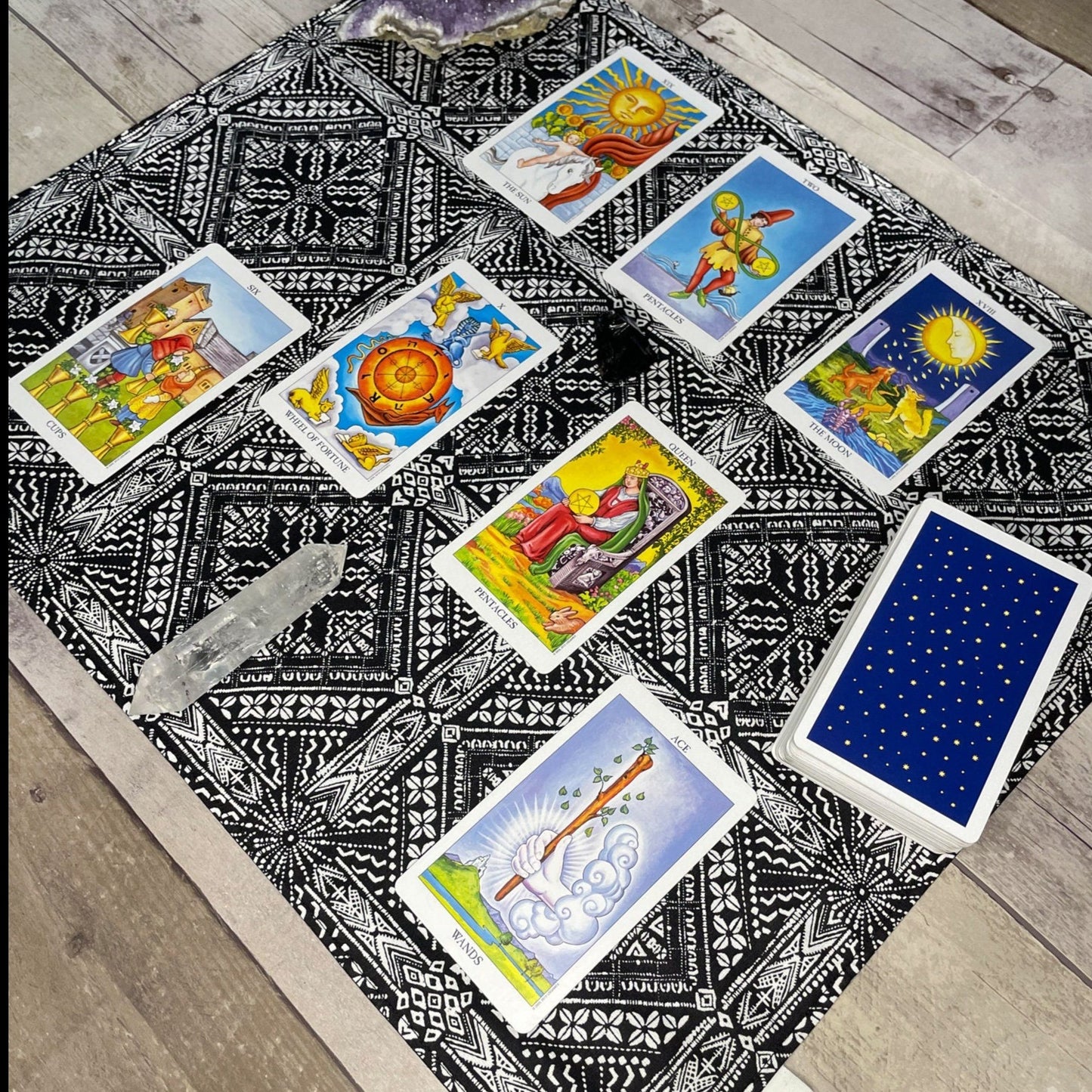 Black & White Geometric Diamond Tarot Altar Cloth