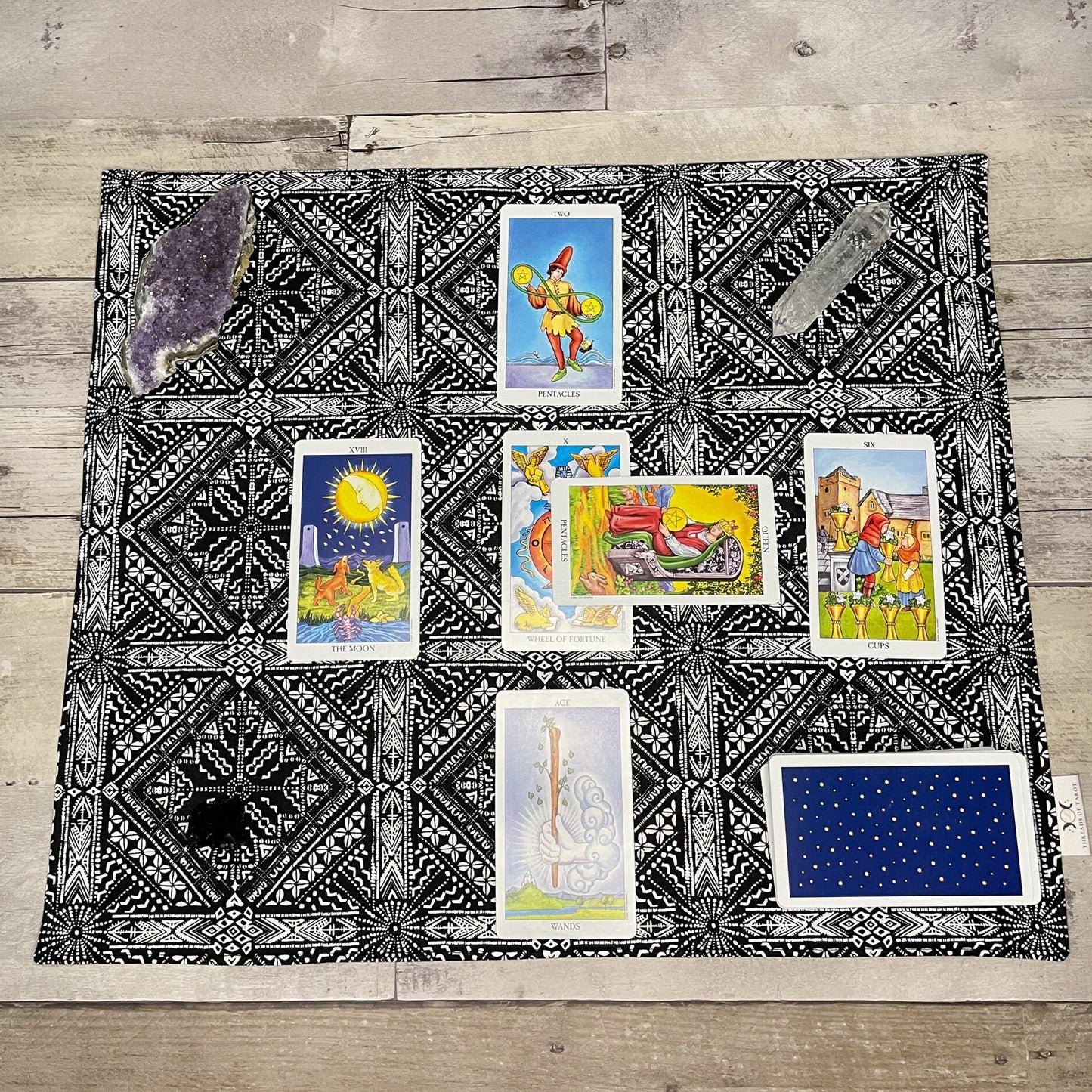 Black & White Geometric Diamond Tarot Altar Cloth