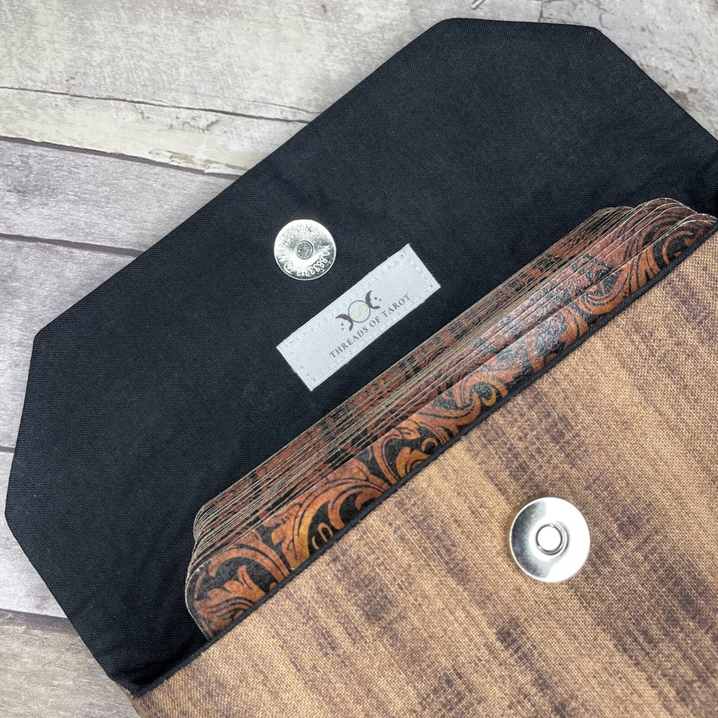 Brown & Black Crosshatch Tarot Clutch