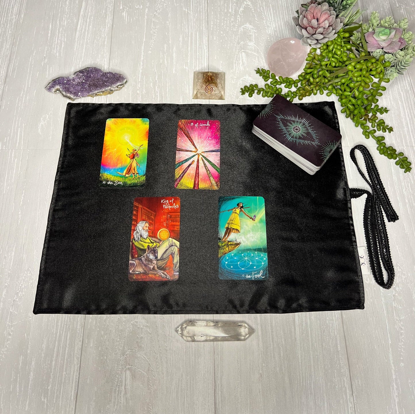 Black Satin Tarot Wrap, Satin Tarot Storage and Cloth, Tarot Deck Storage Holder, Pagan Witchcraft Wiccan Divination Tools Gifts & Supplies