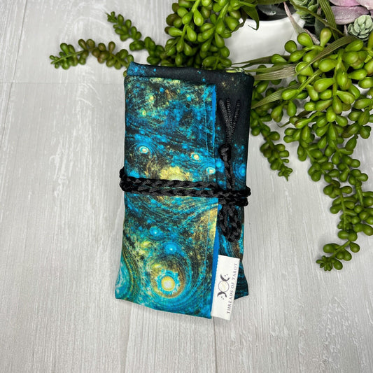 Blue Celestial Tarot Wrap, Tarot Storage, Tarot Deck Holder, Galaxy Cloth, Pagan Witchcraft Wiccan Divination Tools Gifts & Supplies
