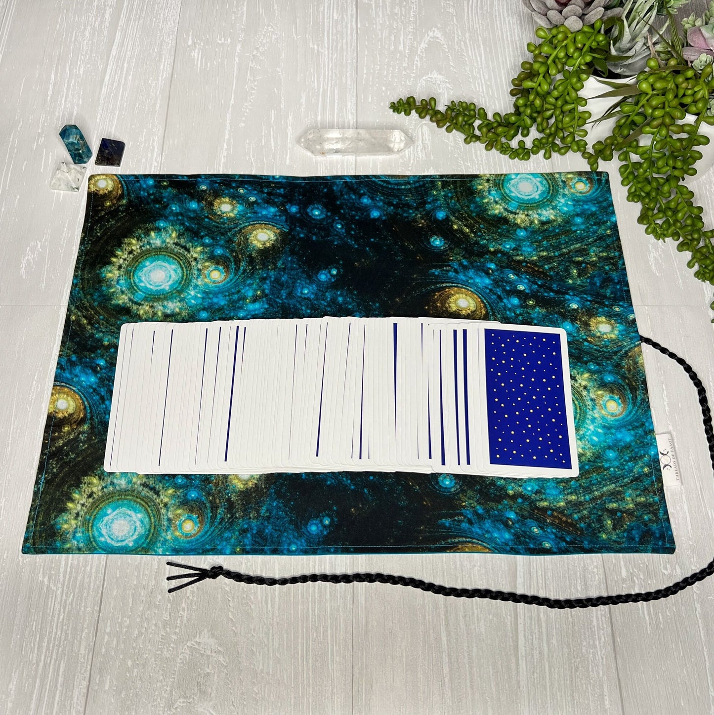 Blue Celestial Tarot Wrap, Tarot Storage, Tarot Deck Holder, Galaxy Cloth, Pagan Witchcraft Wiccan Divination Tools Gifts & Supplies