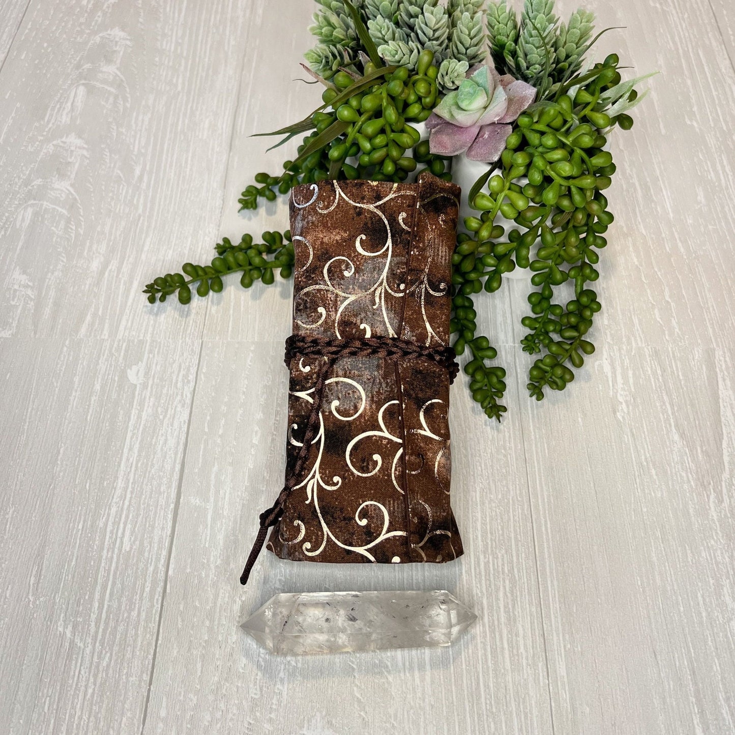 Brown Tarot Wrap Pouch, Tarot Fold Over Pouch, Tarot Supplies and Accessories, Tarot Card Holder, Divination Pagan Witch Tarot Reader Gift